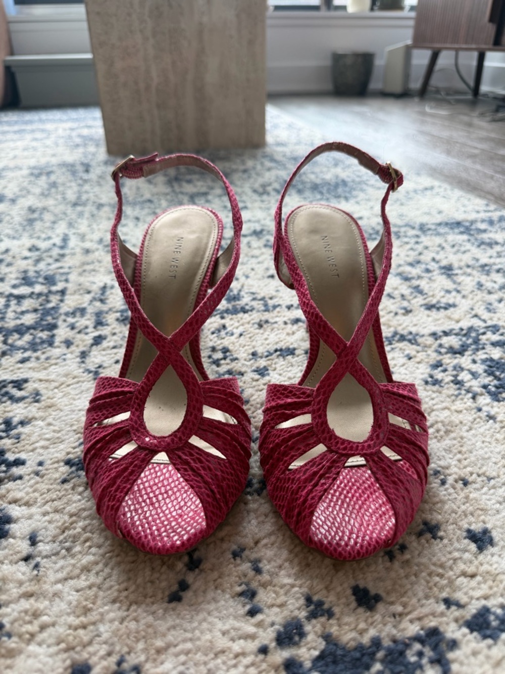 Nine West Hot Pink Strappy Open-Toe Slingbacks - Picture 3 of 5